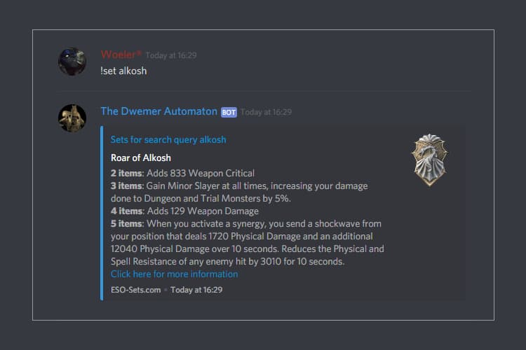 Eso コミュティスポットライト Woelerのdwemer Automaton Discord Bot Teso Eso エルダー スクロールズ オンライン Dmm Games