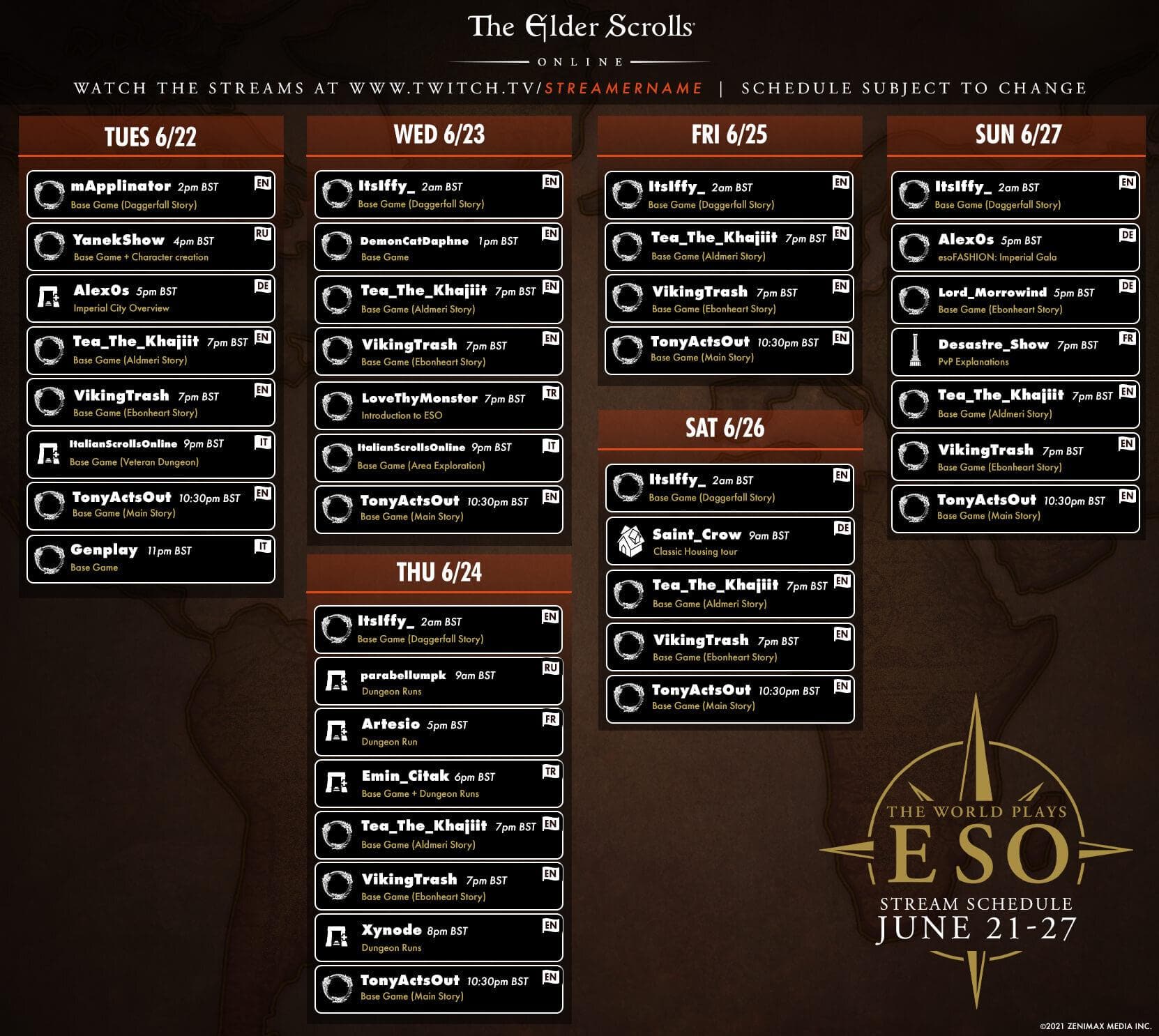 Eso Event Calendar 2022 - Printable Word Searches