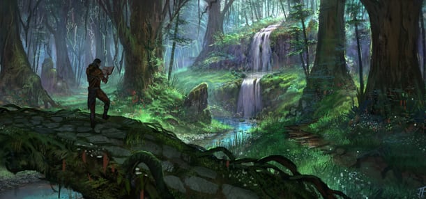Visit A Secluded Waterfall In Grahtwood In Our New Wallpaper The